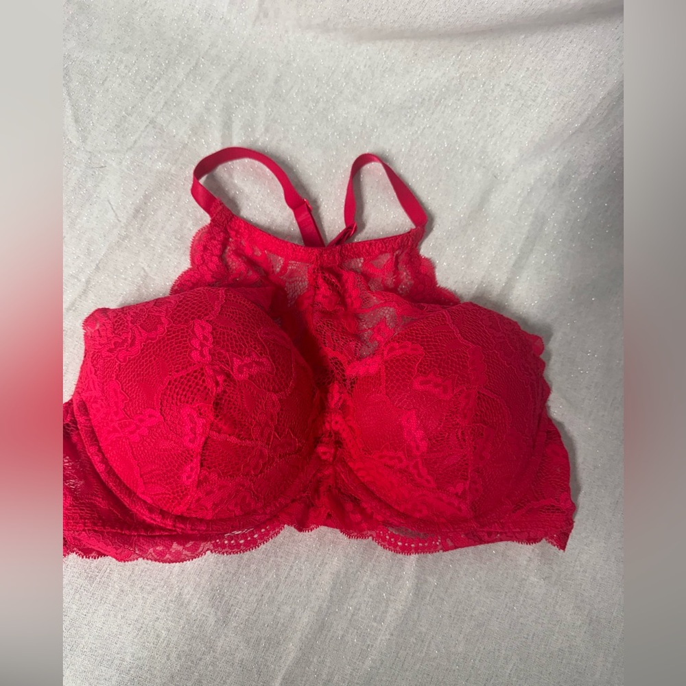La SENZA Vibrant Red Lace Halter Bra